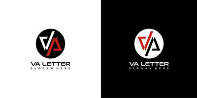 Creative and Minimalist Letter VA Logo Design Icon, Editable in Format in Black and White background vector