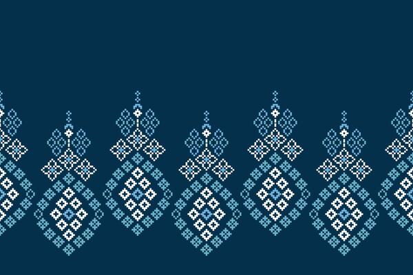 Pixel cross stitch pixel blue pattern fabric motif.
