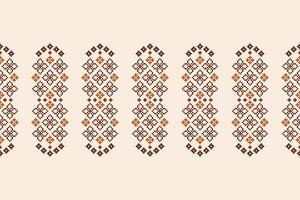 Fabric pattern cream color background pattern cross stitch motif art. vector