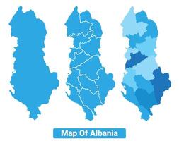 Bluescale Albania map in different style border outline illustration set vector