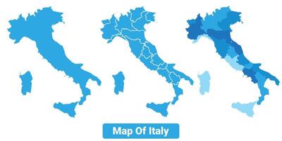 Bluescale Italy map in different style border outline illustration set vector