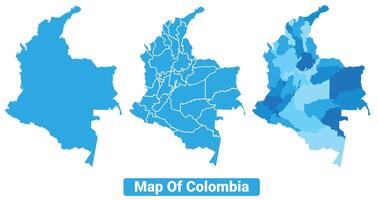 Bluescale Colombia map in different style border outline illustration set vector
