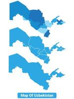 Bluescale Uzbekistan map in different style border outline illustration set vector