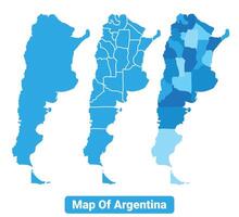 Bluescale Argentina map in different style border outline illustration set vector