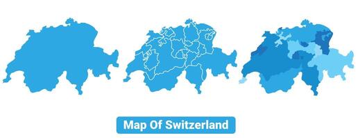 Bluescale Switzerland map in different style border outline illustration set vector