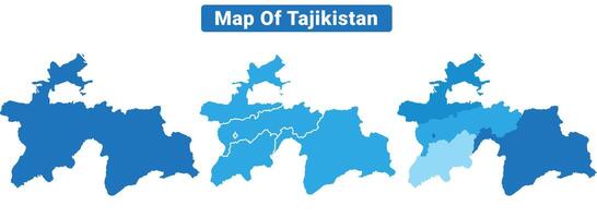 Bluescale Tajikistan map in different style border outline illustration set vector