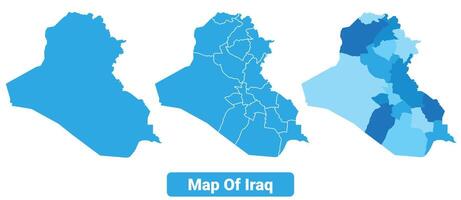 Bluescale Iraq map in different style border outline illustration set vector