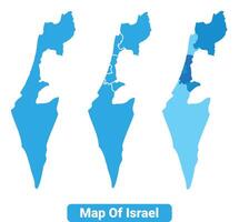 Bluescale Israel map in different style border outline illustration set vector