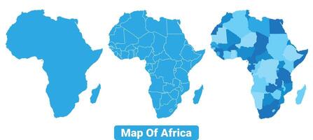 Bluescale Africa map in different style border outline illustration set vector