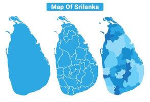 Bluescale Sri Lanka map in different style border outline illustration set vector
