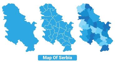 Bluescale Serbia map in different style border outline illustration set vector