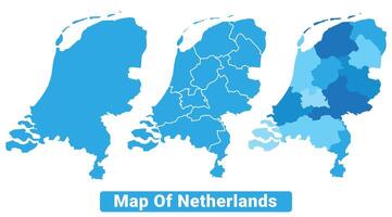 Bluescale Netherlands map in different style border outline illustration set vector