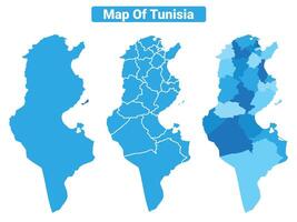 Bluescale Tunisia map in different style border outline illustration set vector