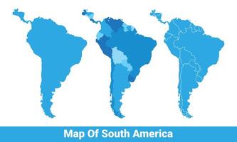 Bluescale South America map in different style border outline illustration set vector