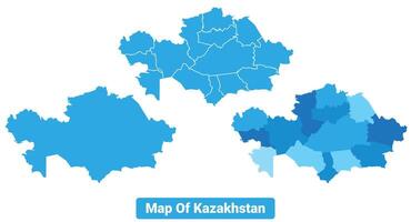 Bluescale Kazakhstan map in different style border outline illustration set vector