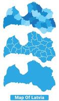 Bluescale Latvia map in different style border outline illustration set vector