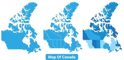 Bluescale Canada map in different style border outline illustration set vector