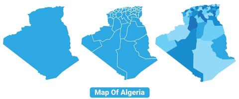 Bluescale Algeria map in different style border outline illustration set vector