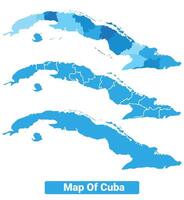 Bluescale Cuba map in different style border outline illustration set vector