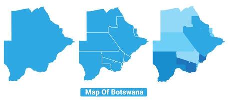 Bluescale Botswana map in different style border outline illustration set vector