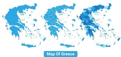 Bluescale Greece map in different style border outline illustration set vector