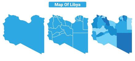 Bluescale Libya map in different style border outline illustration set vector