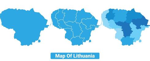 Bluescale Lithuania map in different style border outline illustration set vector
