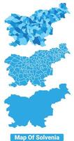 Bluescale Slovenia map in different style border outline illustration set vector