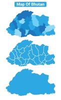 Bluescale Bhutan map in different style border outline illustration set vector