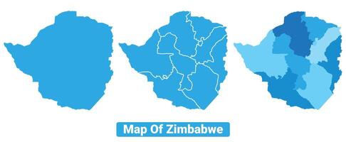 Bluescale Zimbabwe map in different style border outline illustration set vector