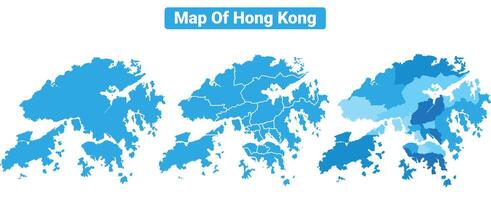 Bluescale Hong Kong map in different style border outline illustration set vector