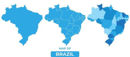 Bluescale Brazil map in different style border outline illustration set vector