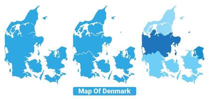 Bluescale Denmark map in different style border outline illustration set vector