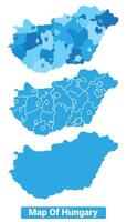 Bluescale Hungary map in different style border outline illustration set vector
