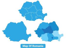 Bluescale Romania map in different style border outline illustration set vector