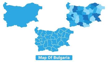 Bluescale Bulgaria map in different style border outline illustration set vector