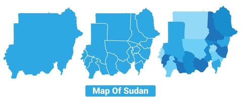 Bluescale Sudan map in different style border outline illustration set vector