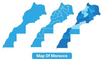 Bluescale Morocco map in different style border outline illustration set vector