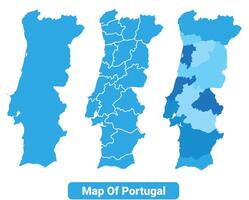 Bluescale Portugal map in different style border outline illustration set vector