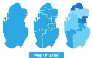 Bluescale Qatar map in different style border outline illustration set vector