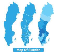 Bluescale Sweden map in different style border outline illustration set vector