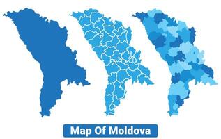 Bluescale Moldova map in different style border outline illustration set vector