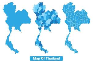 Bluescale Thailand map in different style border outline illustration set vector