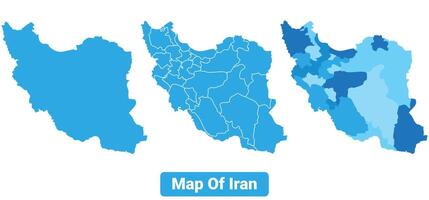 Bluescale Iran map in different style border outline illustration set vector