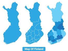 Bluescale Finland map in different style border outline illustration set vector