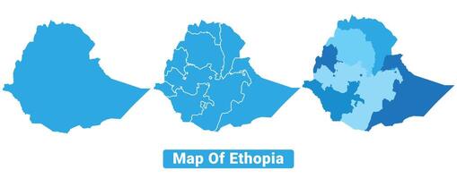 Bluescale Ethopia map in different style border outline illustration set vector