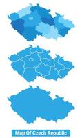Bluescale Czech Republic map in different style border outline illustration set vector