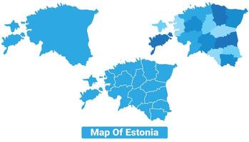Bluescale Estonia map in different style border outline illustration set vector