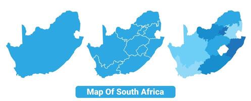 Bluescale South Africa map in different style border outline illustration set vector