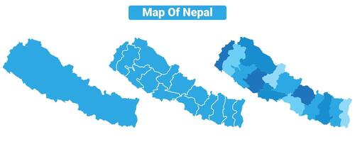 Bluescale Nepal map in different style border outline illustration set vector